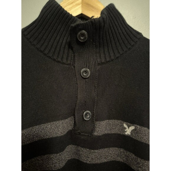 American Eagle Mens Long Sleeve 1/4 Zip Sweater Athletic Fit Stripe L (W39) - Picture 4 of 11